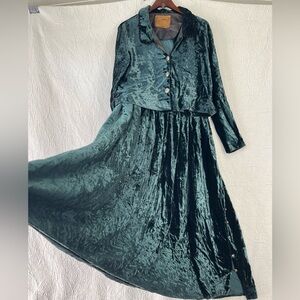 Saddle Ridge Vintage Green Crushed Velvet Western Outfit Skirt and Top Set Large